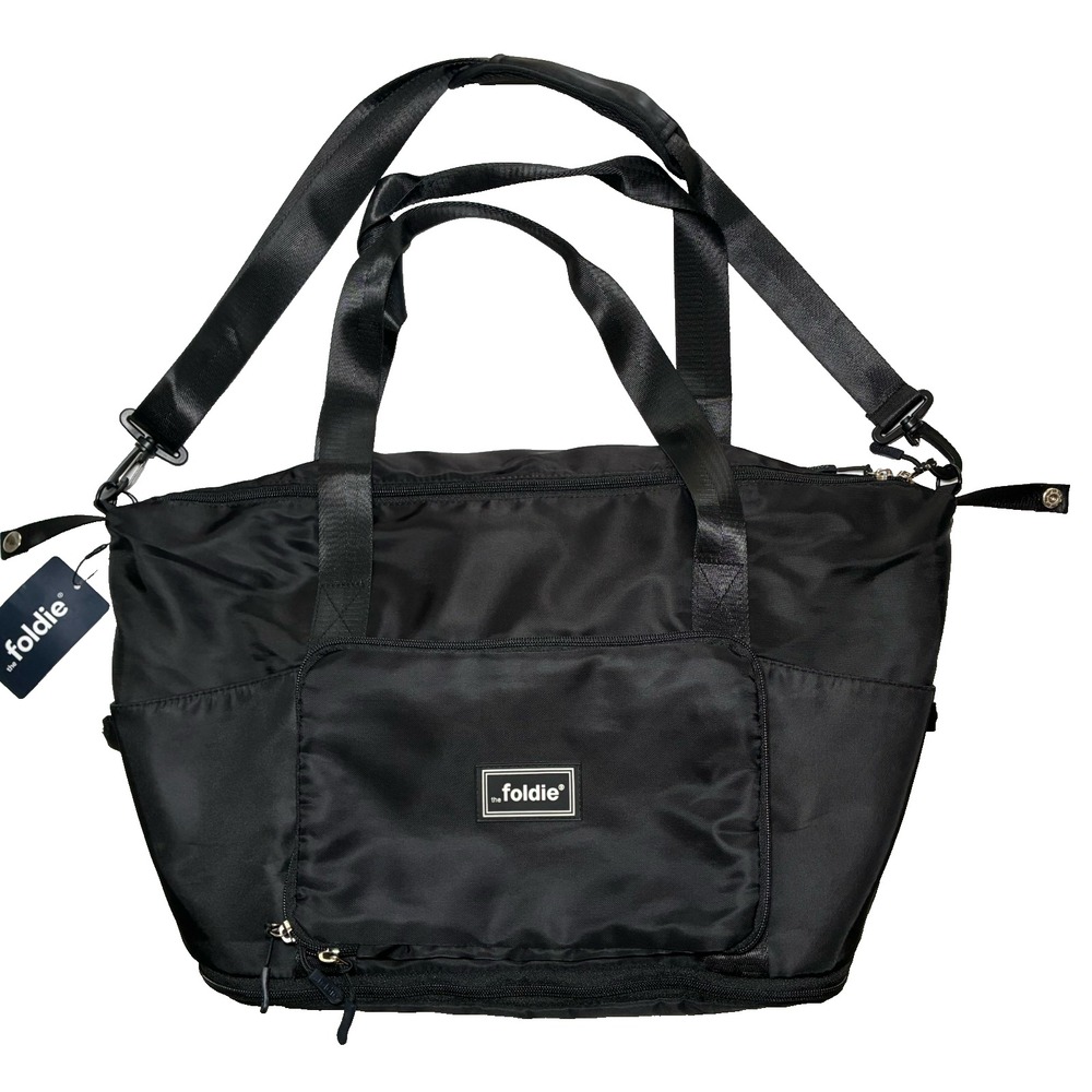 NEW Foldie Black Travel Tote Duffle Bag 40L Waterproof Shoulder Carry On Packabl